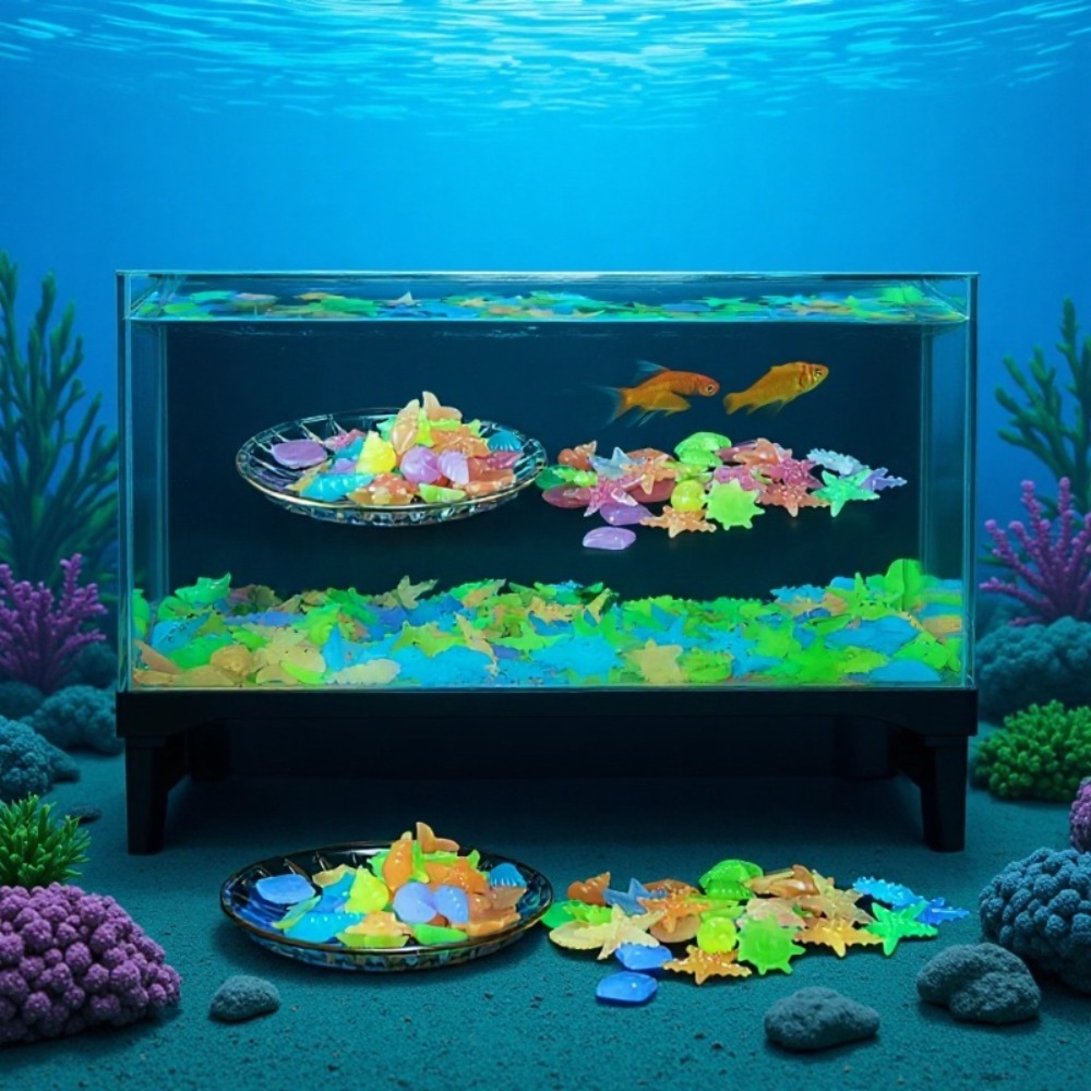Aquarium Plant Grow Light - Pedras oceânicas luminosas, conchas fluorescentes, estrelas-do-mar