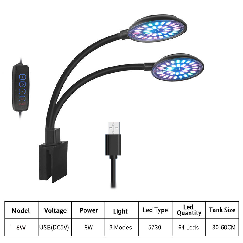Usb aquário led luz tanque de  - Aquarium Plant Growing avaliação e preço