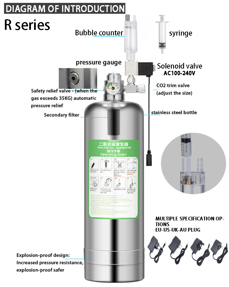 Kit de sistema gerador de co2  - Planted Aquarium Co2 System avaliação e preço